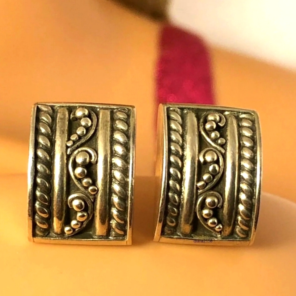 LOIS HILL STERLING SILVER CABLE & GRANULATED SCROLL EARRINGS MA 10.2 WEIGHT